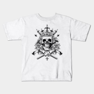 skull with guns and crown Kids T-Shirt